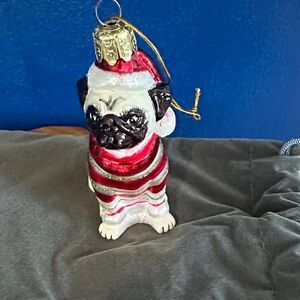 Kurt S Adler Pug Pet Parade Christmas Blown Glass Ornament